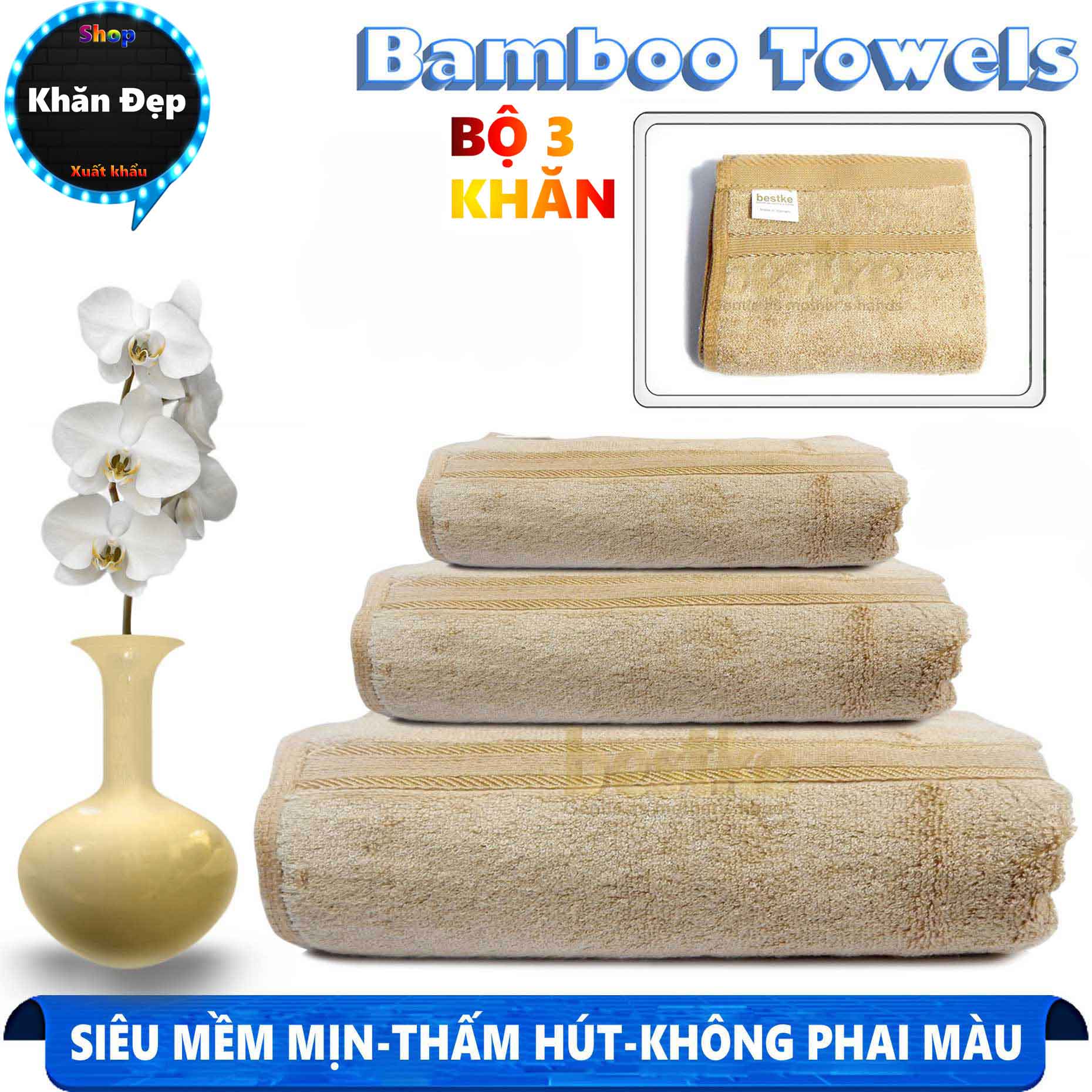 khăn cho bé sơ sinh , khăn sợi tre , khăn cho bé , combo 5 bộ = 15 khăn bamboo bestke