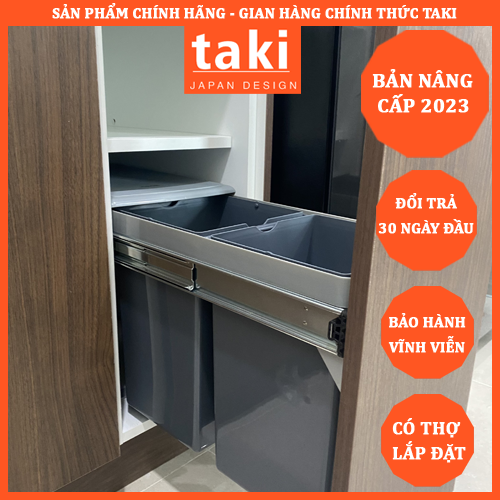 Thùng Rác Thông Minh, Thùng Rác Tủ Bếp 2 Ngăn Dung Tích 20L - Có Thợ Lắp Đặt