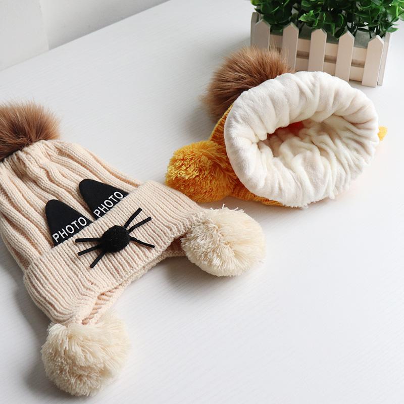 3 Bộ Trẻ Em Mũ Và Khăn Găng Tay Cho Mùa Thu Đông Bé Trai Và Bé Gái Đáng Yêu dệt Kim Dày Dặn Woollen Nón