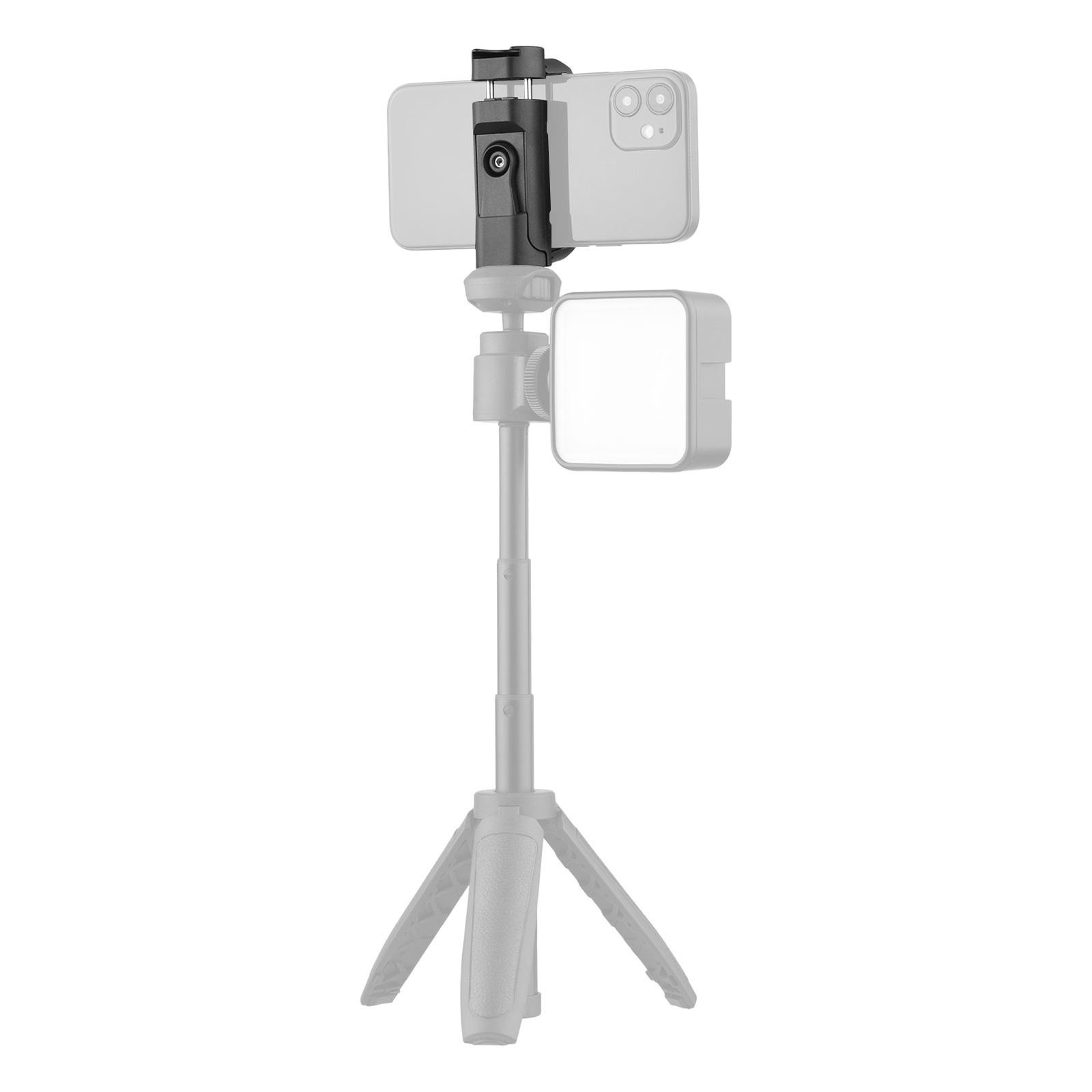 Universal Phone Holder Foldable Adjustable Rotatable Phone Clip Tripod Mount with 1/4Inch Screw Hole Cold Shoe Mount