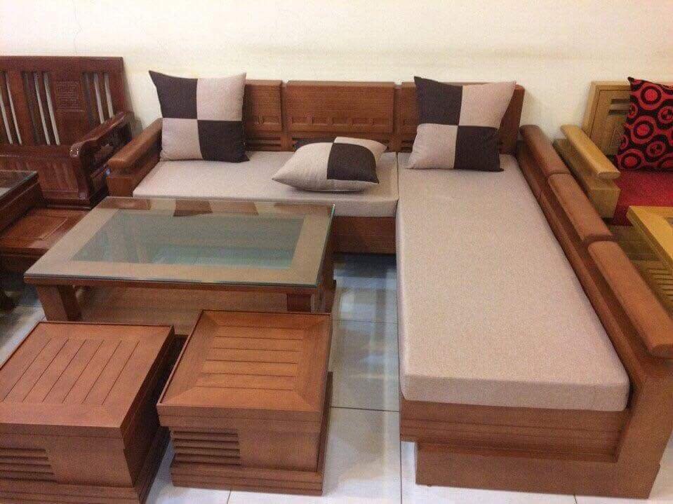 Bộ bàn ghế Sofa góc trứng gỗ sồi