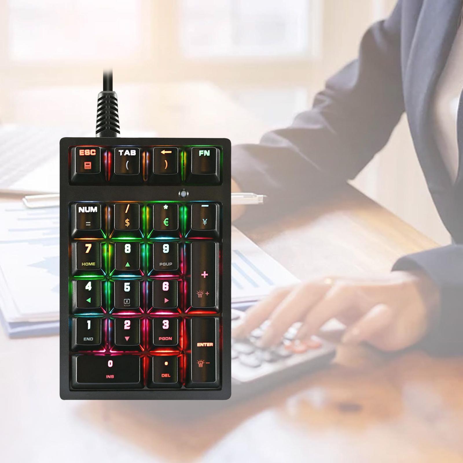 K21 Mini Mechanical Numeric Keypad 21 Keys USB Wired RGB Cashier Desk