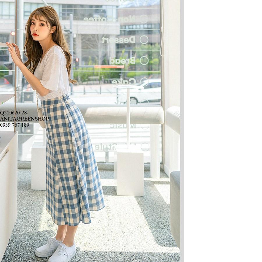 Q210620 CHÂN VÁY CARO CHỮ A