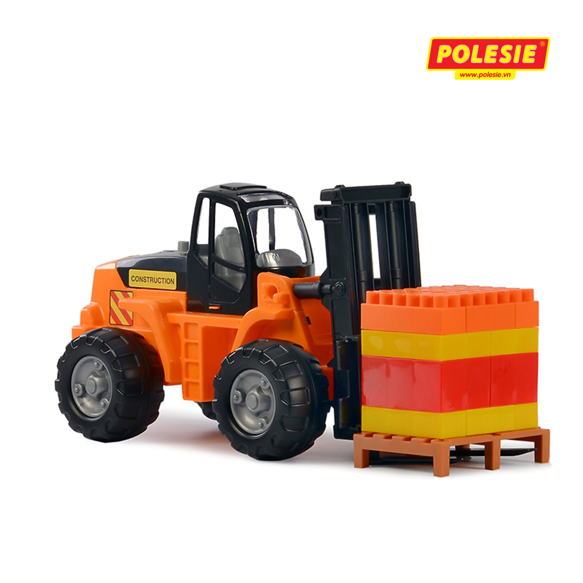 Xe nâng hàng đồ chơi PowerTruck kèm bộ xếp hình – Polesie Toys
