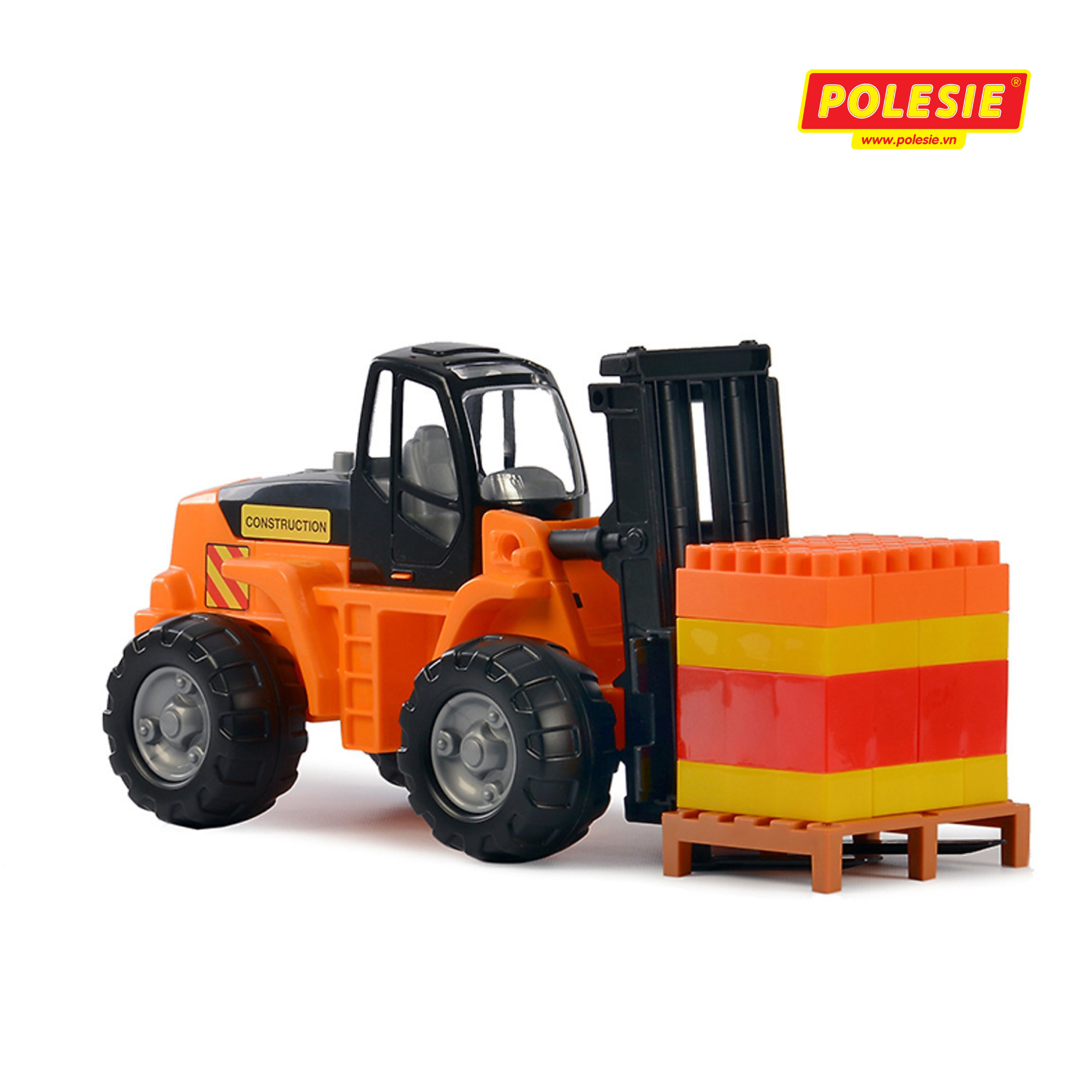 Xe nâng hàng đồ chơi PowerTruck kèm bộ xếp hình – Polesie Toys (Mẫu ngẫu nhiên)