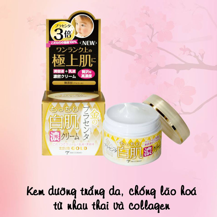 Kem Dưỡng Trắng, Chống Lão Hóa Từ Nhau Thai Và Collagen Từ Nhật Bản White Label Premium Placenta Rich Gold Cream Hũ 60gr