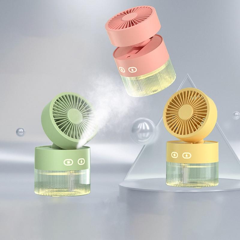 JIASHI Quạt Làm Mát mini Để Bàn Có Đèn Ngủ Và Phun Sương Điều Chỉnh Được Hàng nhập khẩu