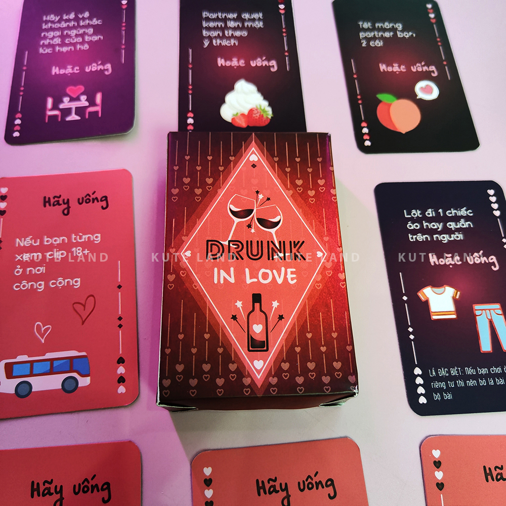 [Che Tên] Bộ bài Drinking Game Drunk In Love 55 Lá Bài Dành Cho Cặp Đôi Tình Yêu Hẹn Hò 18+ Câu Hỏi Gợi Cảm