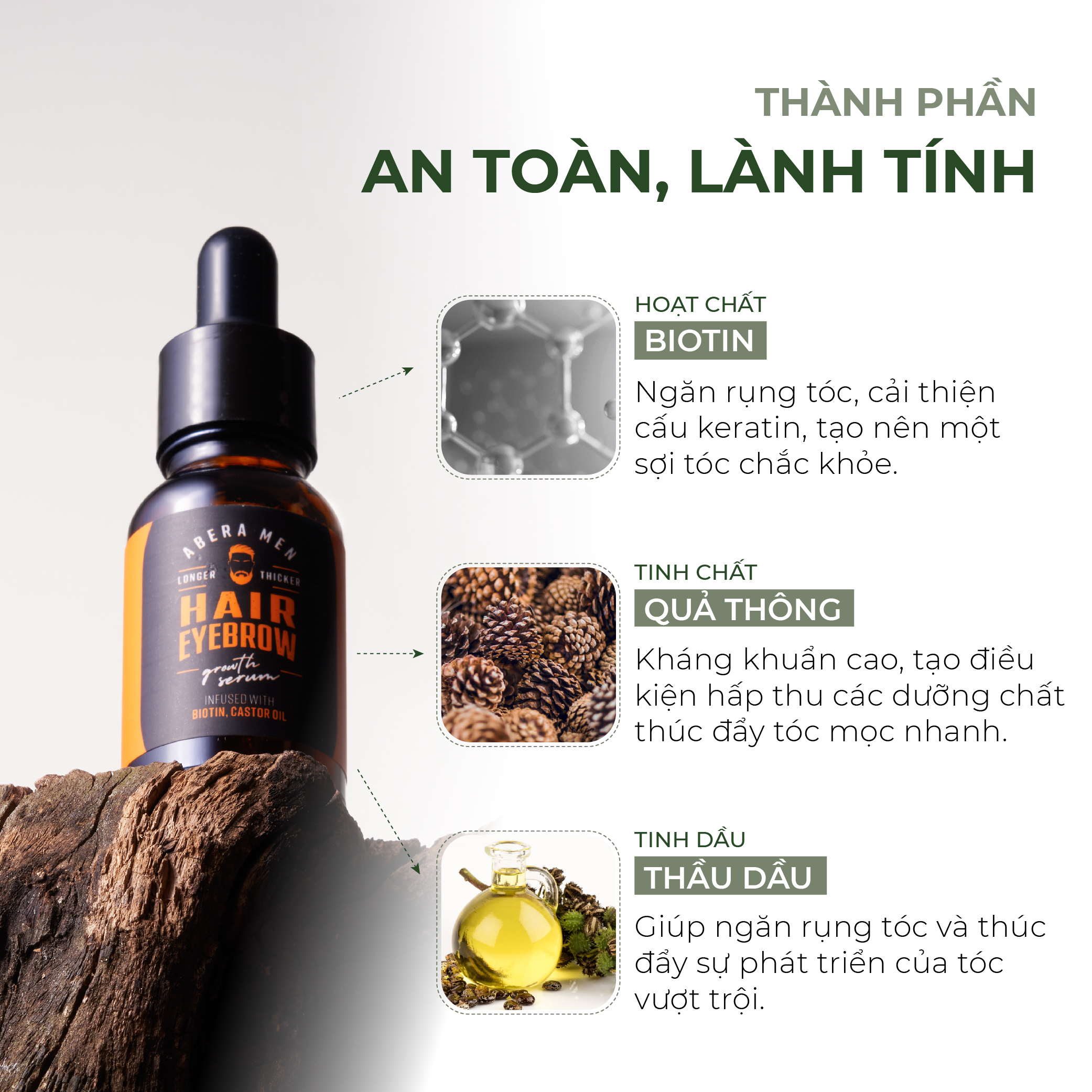 [Combo 2] Serum Kích Mọc Râu - Tóc - Lông Mày Abera Kích Thích Nang Lông, Nang Tóc Mọc Nhanh, Nuôi Dưỡng Cho Lông