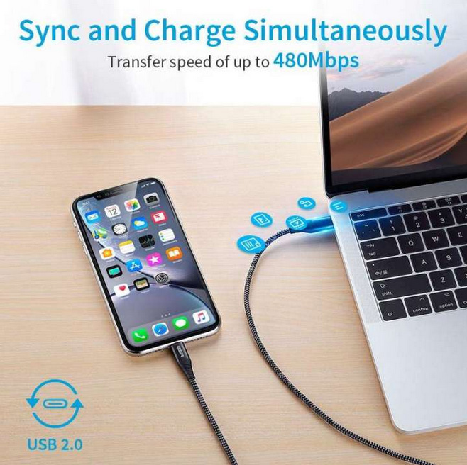 Cáp sạc ESR USB-C to Lightning, Nylon Power Delivery chuẩn MFi - Hàng chính hãng