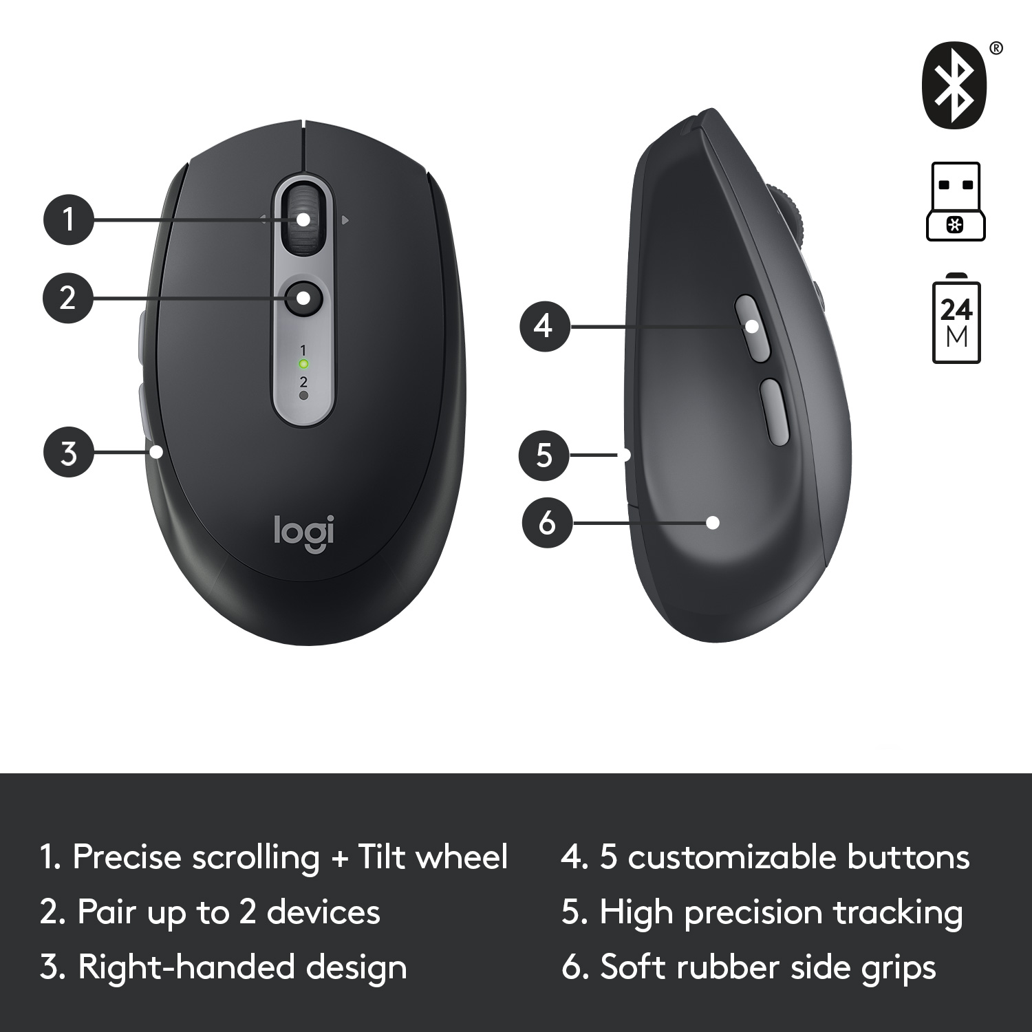 Chuột không dây Bluetooth Logitech M585 Multi Device-Wireless Bluetooth- Hàng chính hãng