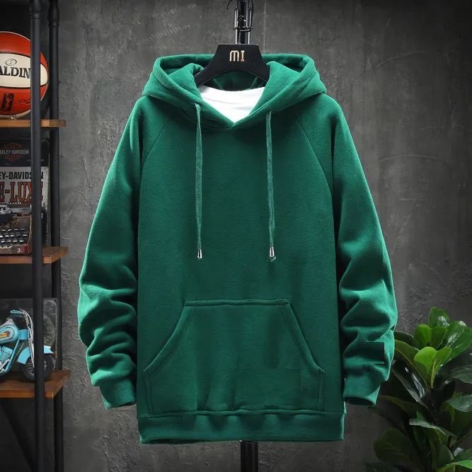 Hình ảnh Áo khoác hoodie nỉ trơn unisex nam nữ có mũ phom rộng 2 túi trước