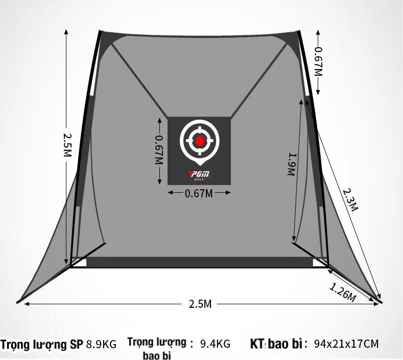 Khung lưới tập Golf tại nhà di động 2m5x2m5