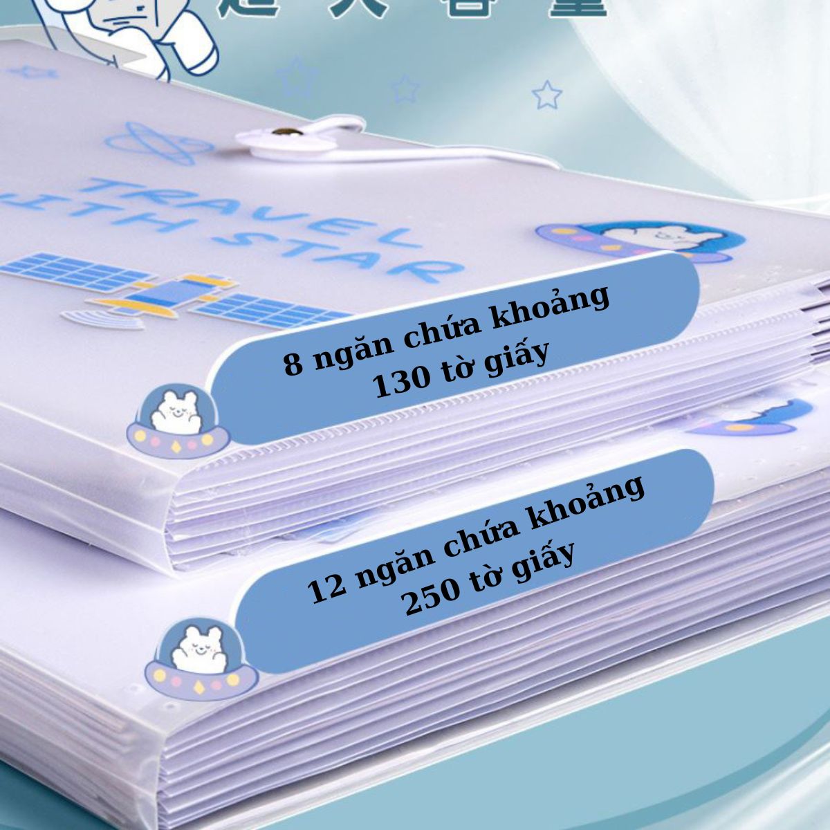 Túi Đựng Hồ Sơ Khổ A4 Nhiều Ngăn, Bìa File Lá A4 8-12 Ngăn Chống Nước Họa Tiết Dễ Thương