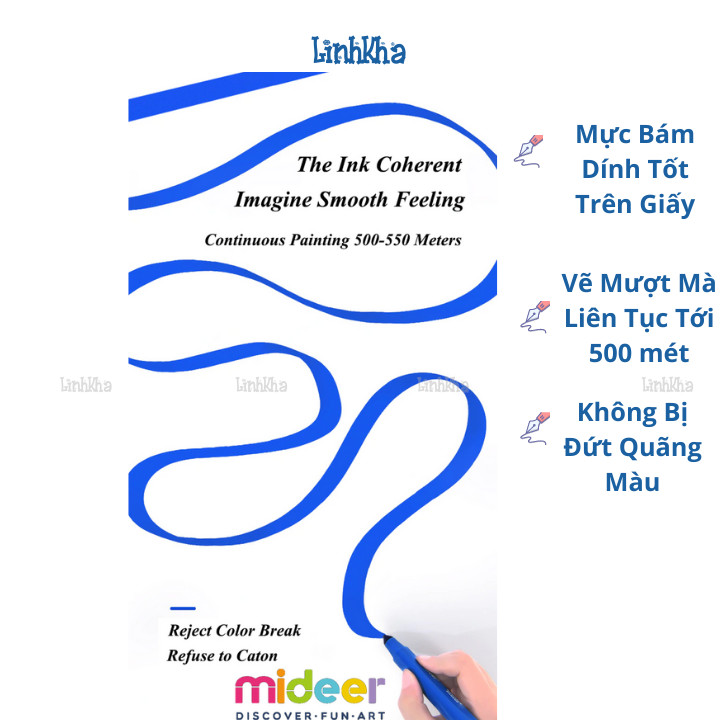 Bút Lông Màu Nguyên Liệu An Toàn Dễ Dàng Tẩy Rửa hiệu Mideer 12 màu - Mideer washable marker