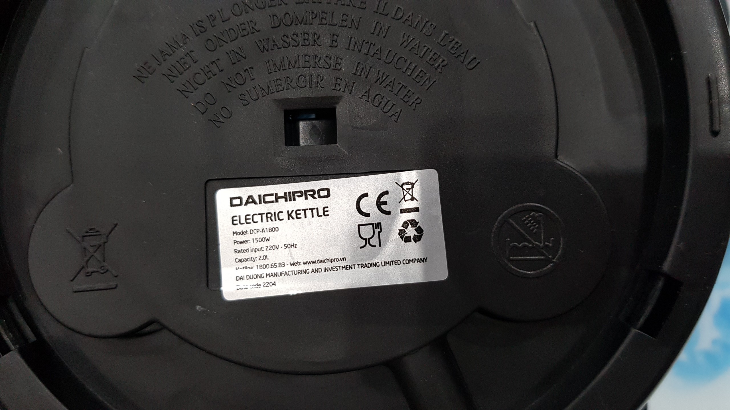 Ấm Siêu Tốc Daichipro DCP A1800, Dung Tích 2L, Công Nghệ Nhật Bản, Lòng Ấm Inox, Vỏ Nhựa ABS Cách Nhiệt An Toàn Tuyệt Đối - Hàng Chính Hãng