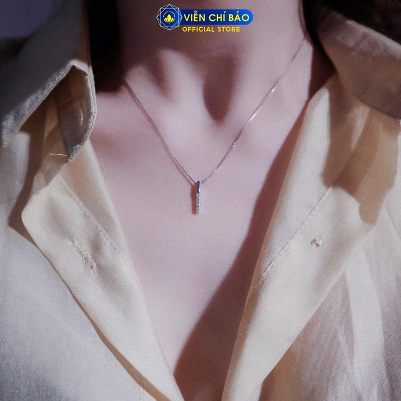 Dây chuyền bạc nữ Classic đính đá chất liệu bạc 925 thời trang phụ kiện trang sức nữ thương hiệu Viễn Chí Bảo D400374x*
