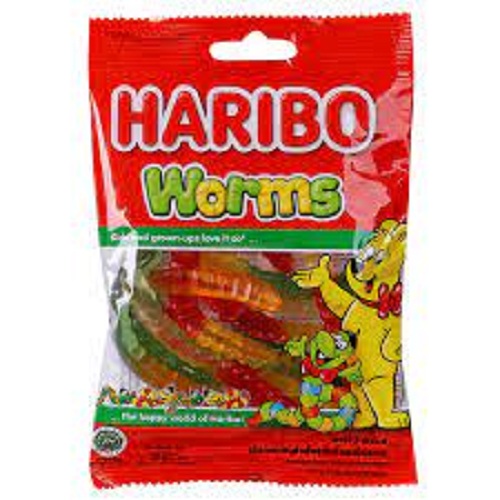 Kẹo dẻo hương trái cây tự nhiên Haribo Worms gói 80g