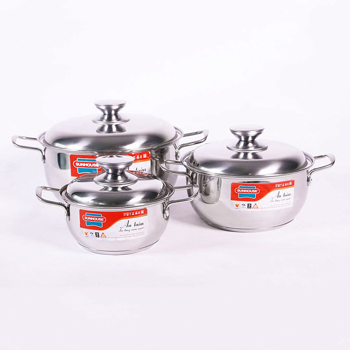 Bộ nồi inox 3 đáy Sunhouse SH335