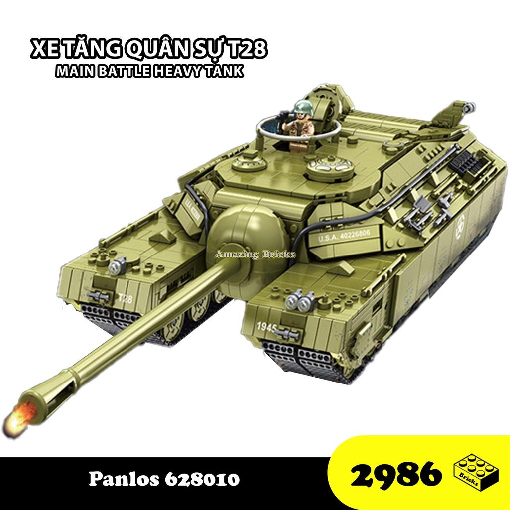 Đồ chơi Lắp ráp Xe Tăng hạng nặng T-28, Panlos 628010 Heavy Tank, Xếp hình thông minh, Mô hình Xe tăng