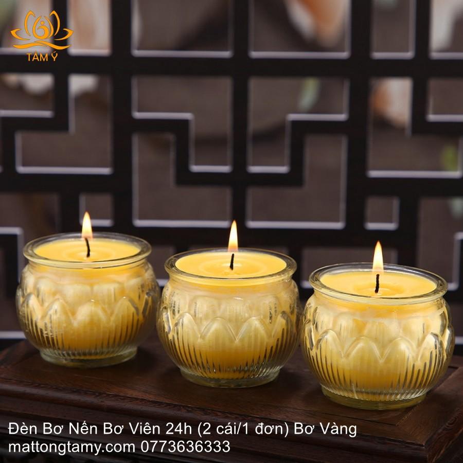 Đèn Bơ Thực Vật Tinh Khiết Nến Bơ Viên 2h-3h-4h-8h-12h Bơ Màu Đỏ/Vàng