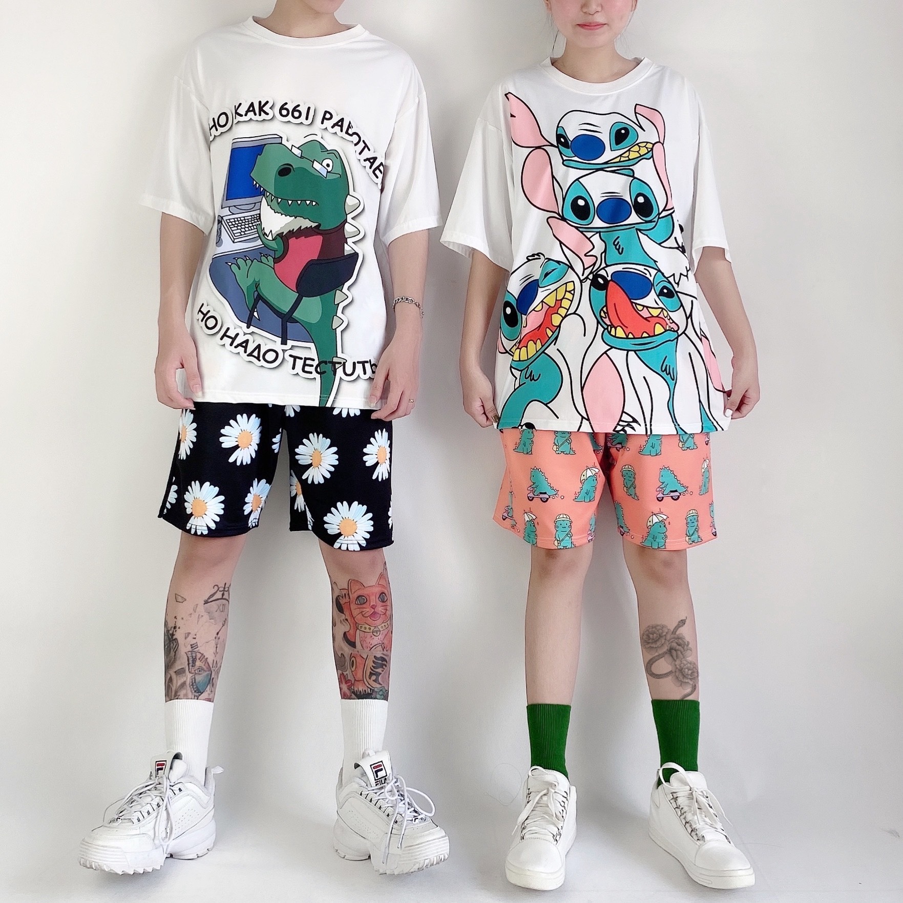 Quần Short Cartoon Unisex Hoa Cúc - Quần Đùi Hoạt Hình Siêu Cute - MM