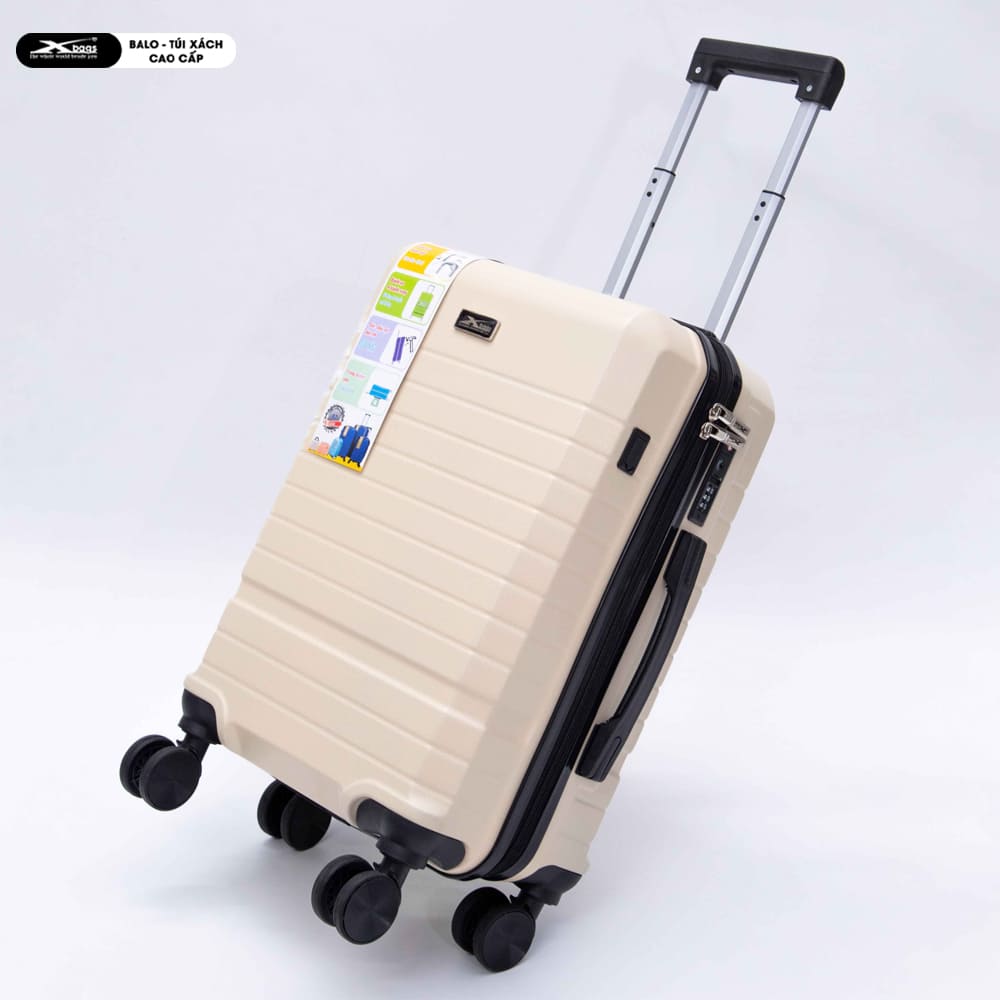 Vali Kéo 20 Inch Cao Cấp Xbags White Titan Pro Màu Kem Sang Trọng Hiện Đại,Chống Va Đập, Có Khóa TSA, Cổng Sạc USB Tiện Lợi XB6105!