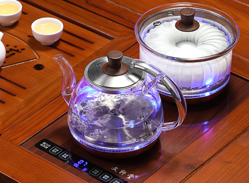 Bộ Đun Nước Điện Tự Động Pha Trà Thủy Tinh Cao Cấp,Led Xanh Sáng 2 Bên Khi Đun,Có Thể Đun Đồng Bộ