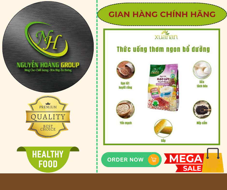 COMBO10: Gói Ngũ Cốc Gạo Lứt Huyết Rồng ít đường 400g( Tặng 1 Gói Yến Mạch)