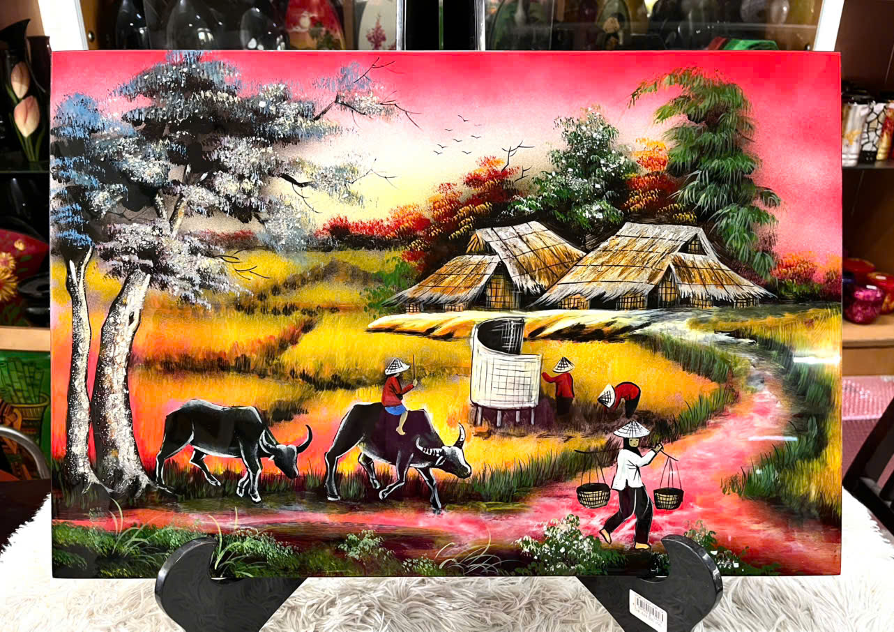 Tranh sơn mài - ĐỒNG QUÊ VIỆT NAM - Size 40x60 cm