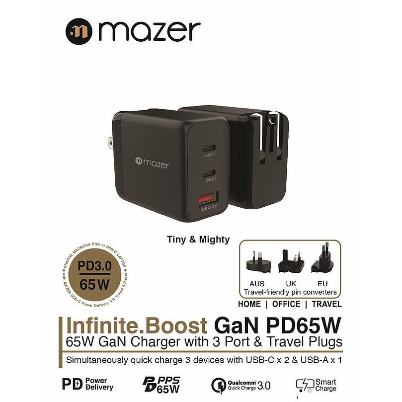 Bộ sạc nhanh Mazer Infinite.BOOST SuperMINI GaN PD 65W Charge - hàng chính hãng.