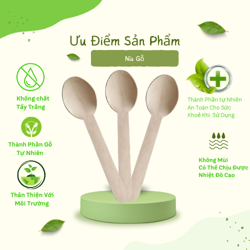 10 Cái Muỗng Gỗ 16cm Dùng ăn Cơm, Cho Bé Ăn Dặm, An Toàn Vệ Sinh Dùng 1 Lần Thân Thiện Môi Trường