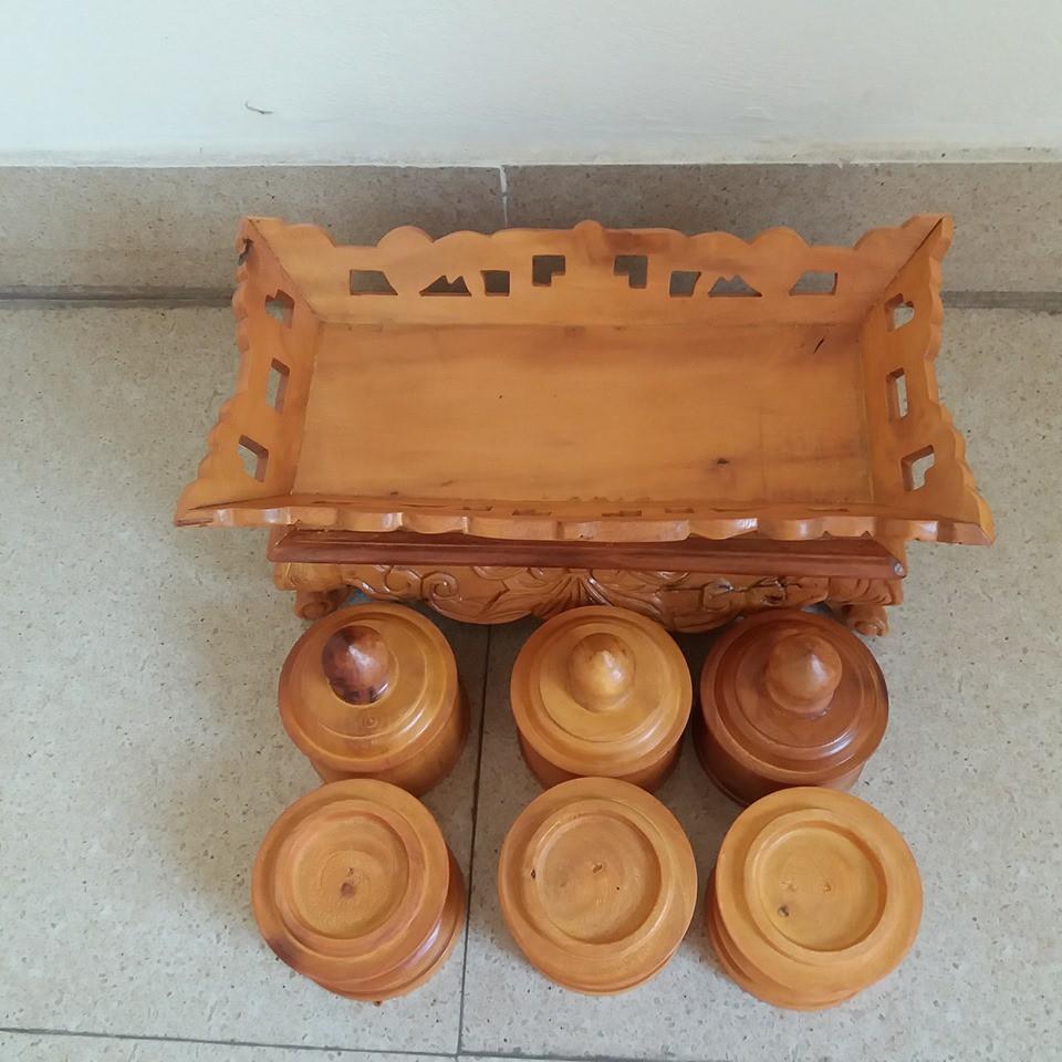 Đồ thờ -đài thờ cúng gỗ mít kích thước cao 18cmx20cmx40cm + 3 quả đài