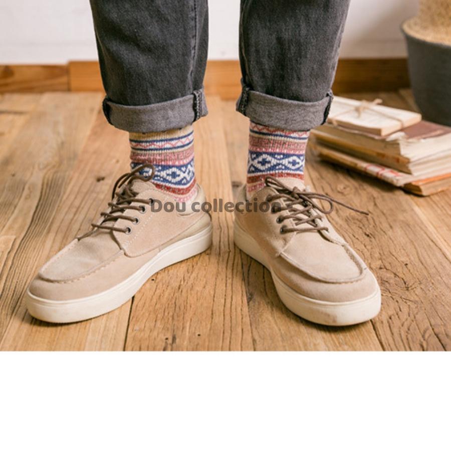 Vớ Tất Len Unisex Cổ Cao Thổ Cẩm Đan Len Dày Phong Cách Bohemian Thời Trang Vintage Thu Đông - Mã TV026