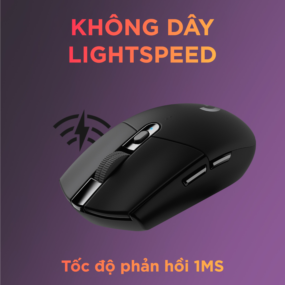 Chuột game không dây Lightspeed Logitech G304 - Cảm biến Hero, 12k DPI, nhẹ, 6 nút lập trình, on-board memory, pin 250h - Hàng chính hãng