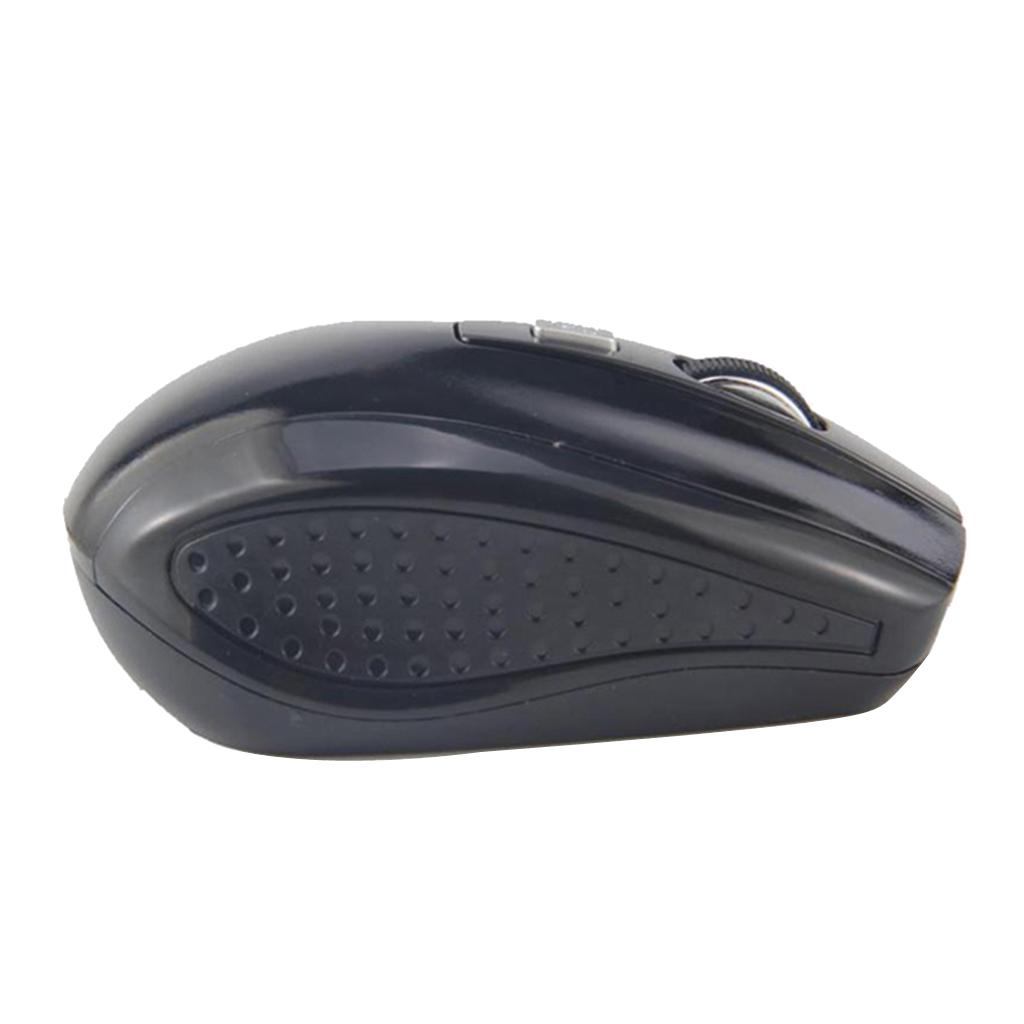 2.4GHz Wireless Optical Mouse USB 2.0 Receiver 6Button 1800dpi For PC Black