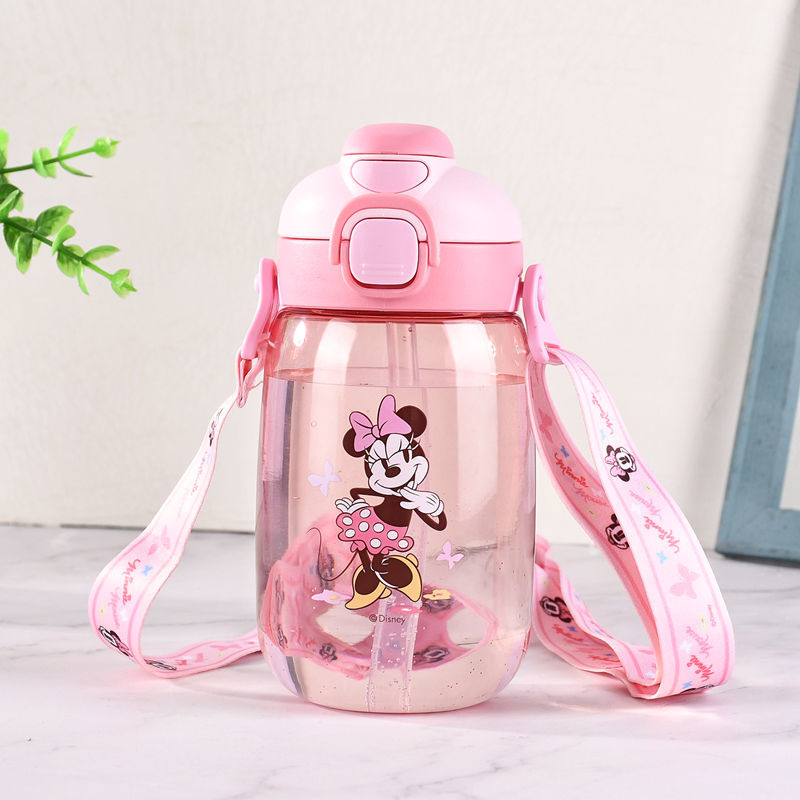 Bình nước ống hút tu miệng nhựa tritan Disney Minnie 560ml cho trẻ em 8082