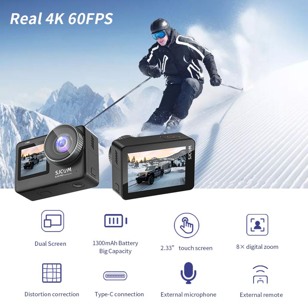 SJCAM SJ10 Pro Camera Hành Động 4K/60FPS Chống Nước WiFi Con Quay Hồi Chuyển Chống Rung Xe Máy Cam Video Thể Thao Màn Hình Kép Camera Hành Động