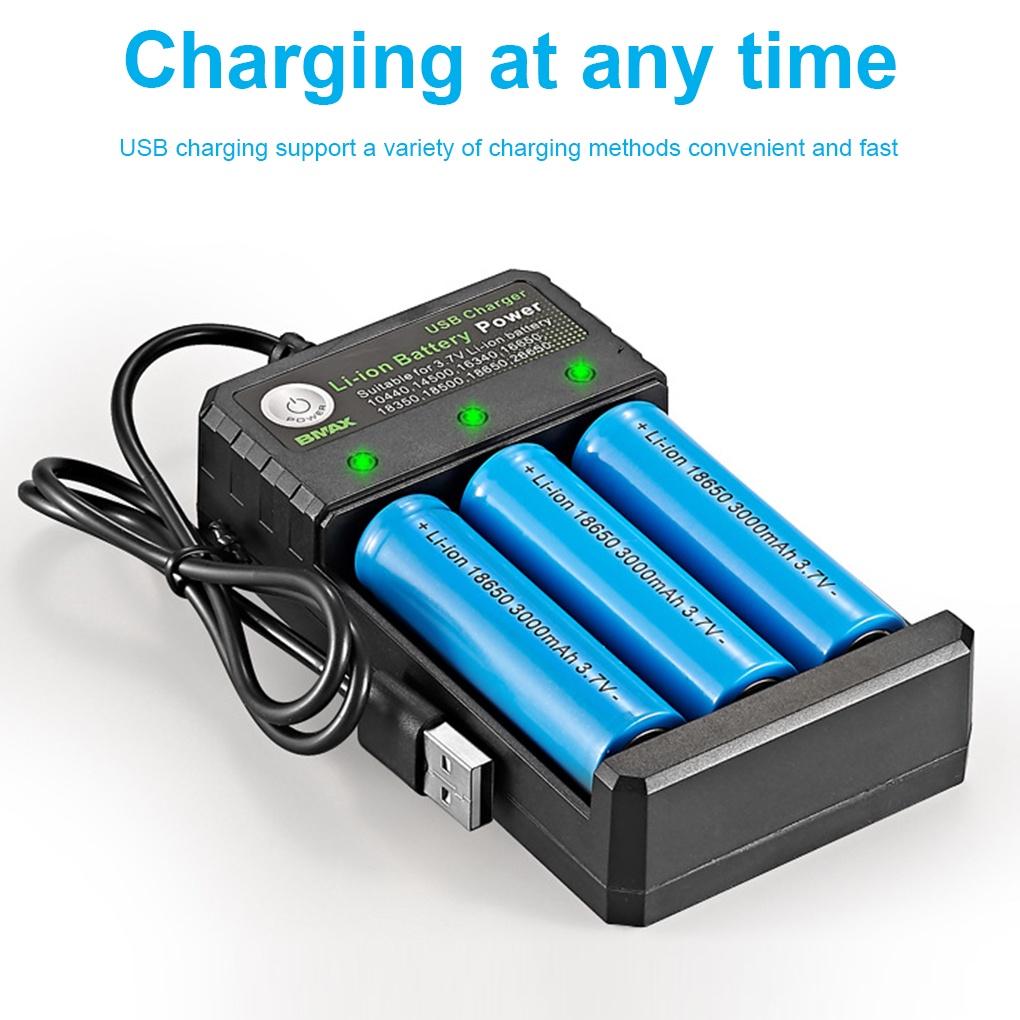 Battery Charger Rechargeable 18650 Lithium Battery Charger 3 Slot USB Cell Charging Station Stand【vollter1】