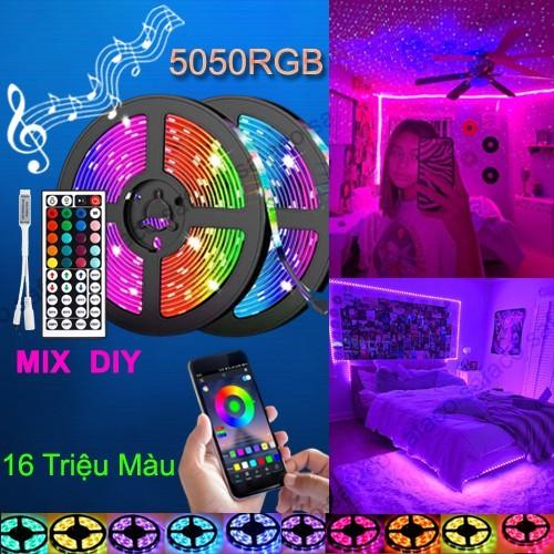 Đèn Led Tiktok 5m 5050RGB Mix DIY Trên 50 Màu Trang Trí Phòng Ngủ Nháy Theo Nhạc Sử Dụng App