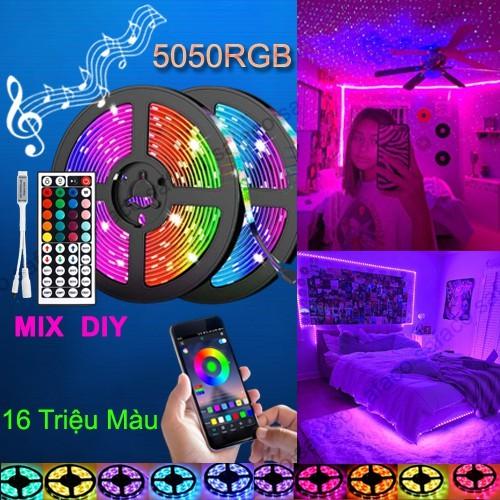 Đèn Led Tiktok 5m 5050RGB Mix DIY Trên 50 Màu Trang Trí Phòng Ngủ Nháy Theo Nhạc Sử Dụng App