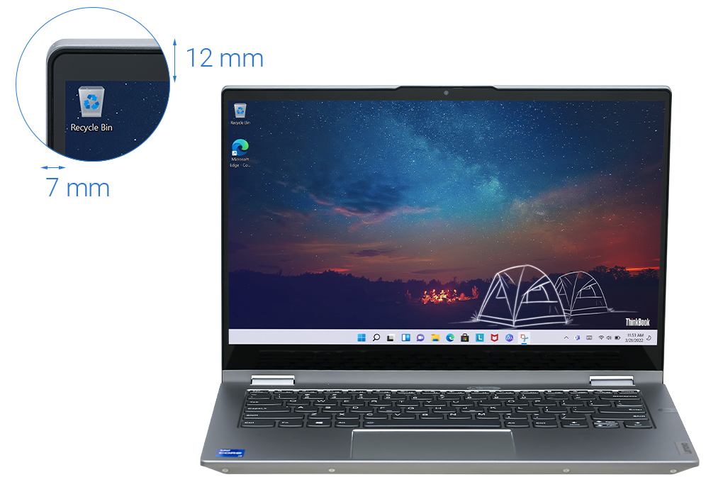 Laptop Lenovo ThinkBook 14s Yoga ITL i7 1165G7/8GB/512GB/14"F/Touch/Pen/Win11/(20WE007PVN)/Xám - Hàng chính hãng