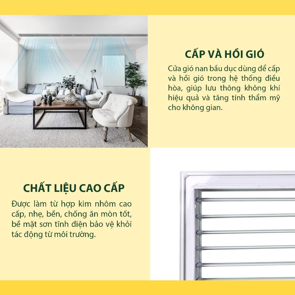 Asia Green - Cửa Gió Nan Bầu Dục, Miệng Gió Nan Thẳng, Hợp Kim Nhôm Cao Cấp Hàng chính hãng (Bao Gồm VAT)