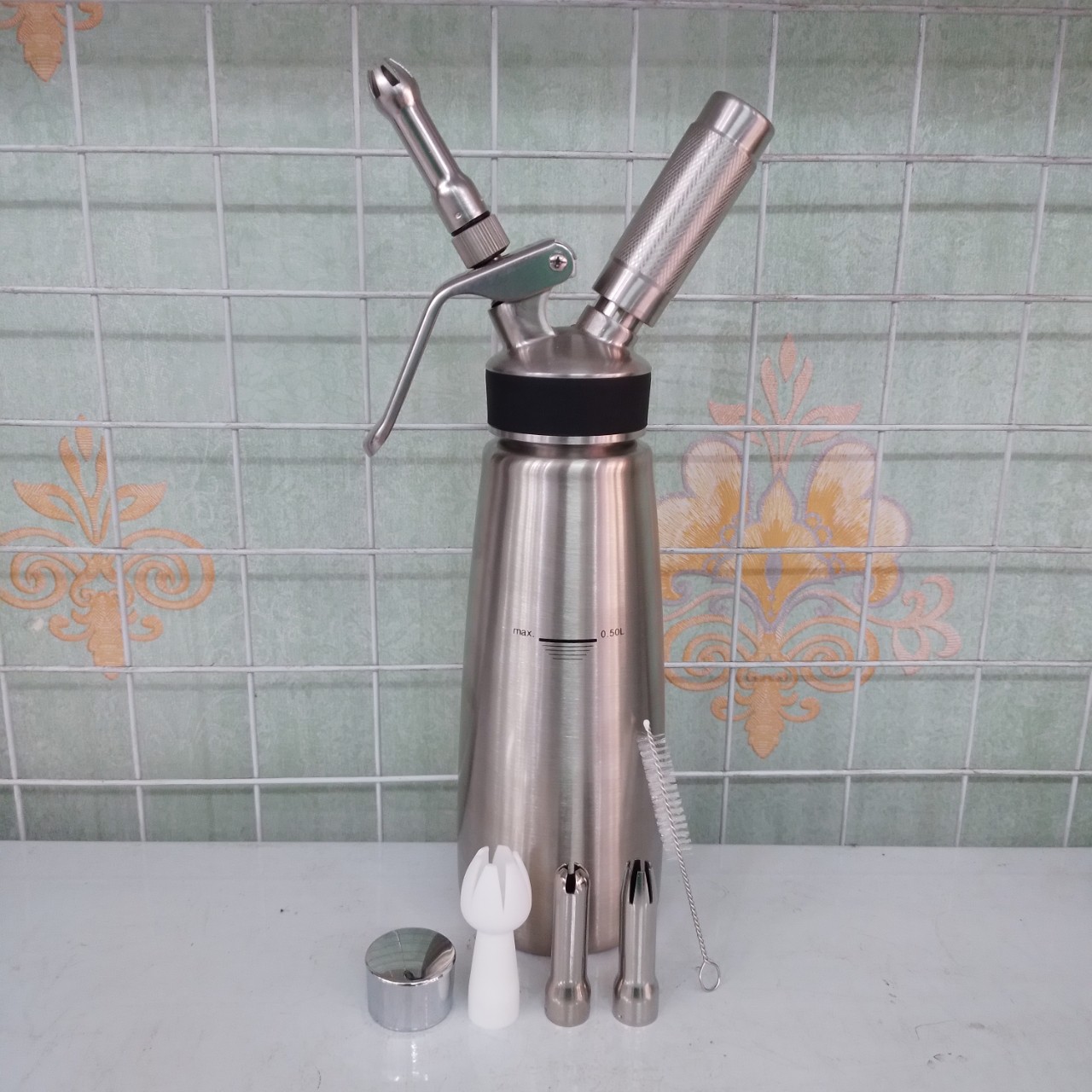 Bình xịt kem tươi dung tích 500ml, chất liệu INOX