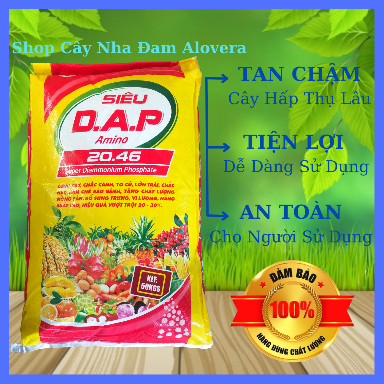 Phân DAP 20-46 Cao Cấp, Giúp Cây Phát Triển Vượt Trội (1KG)