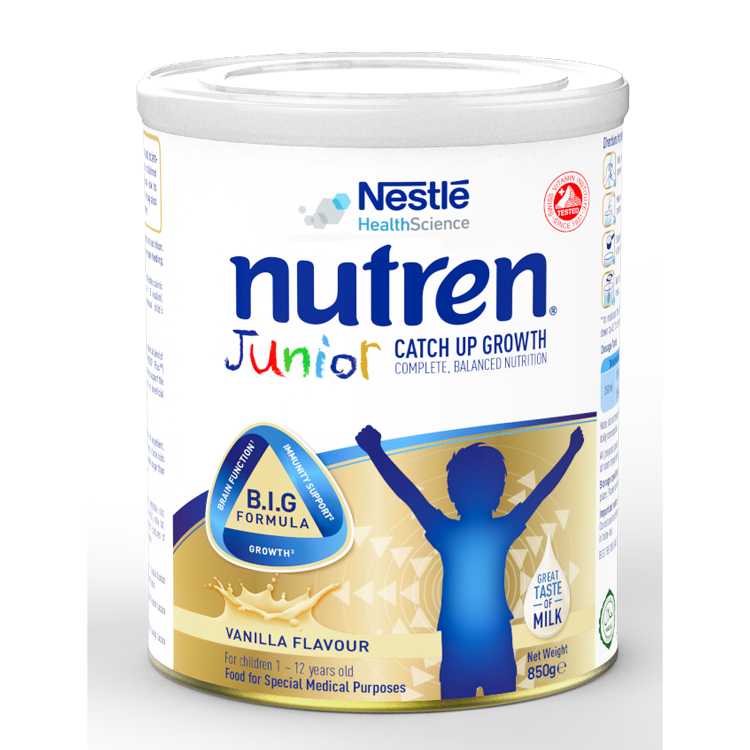 Sản phẩm dinh dưỡng y học Nutren Junior cho trẻ từ 1-12 tuổi 850g tăng trưởng 3 chuẩn: Thế chất, Đề kháng, Tư duy - Tặng túi đeo chéo máy bay