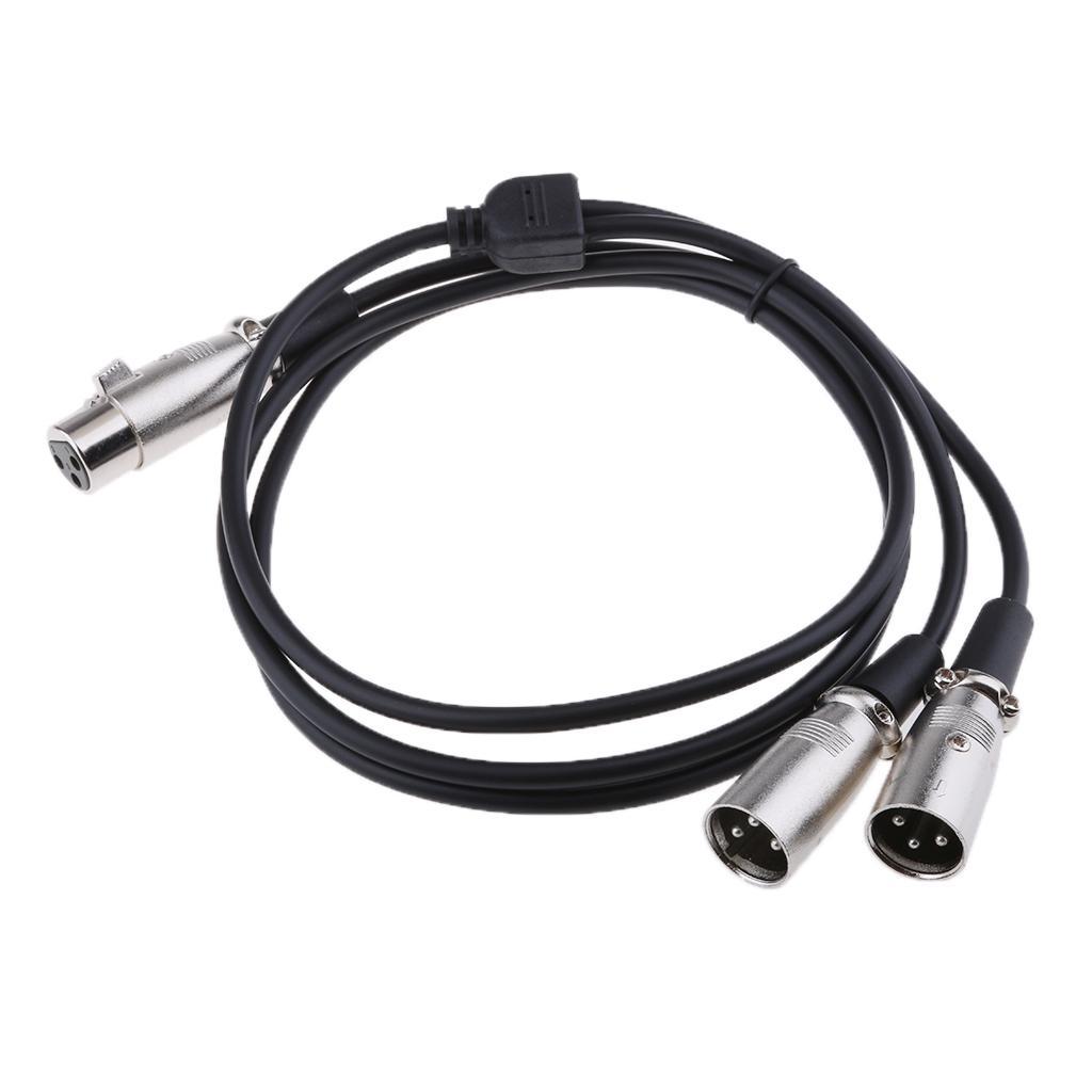 Balanced Microphone Patch Y Cable Cords - XLR Female to Dual XLR Male 3 Pin