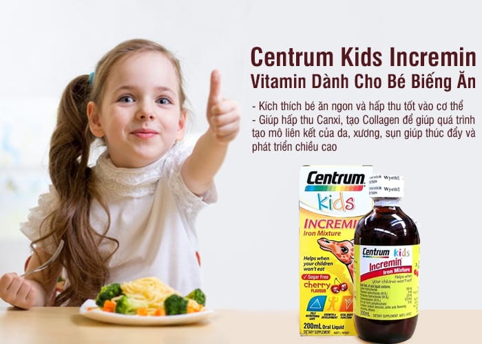 Siro ăn ngon Centrum Kids Incremin Iron Mixture, hỗ trợ trẻ biếng ăn (200ml) - Nhập khẩu Australia