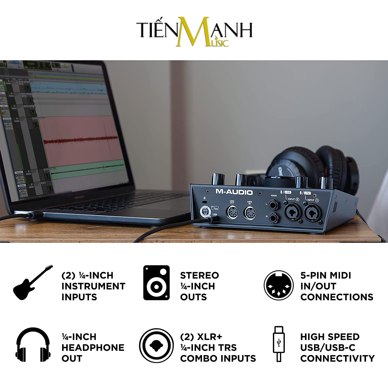 Soundcard M-audio Air 192x6 Bộ Thu Âm Thanh và Livestream 192 6 Audio Interface 192/6 Sound Card Audio 192|6 Hàng Chính Hãng - Kèm Móng Gẩy DreamMaker