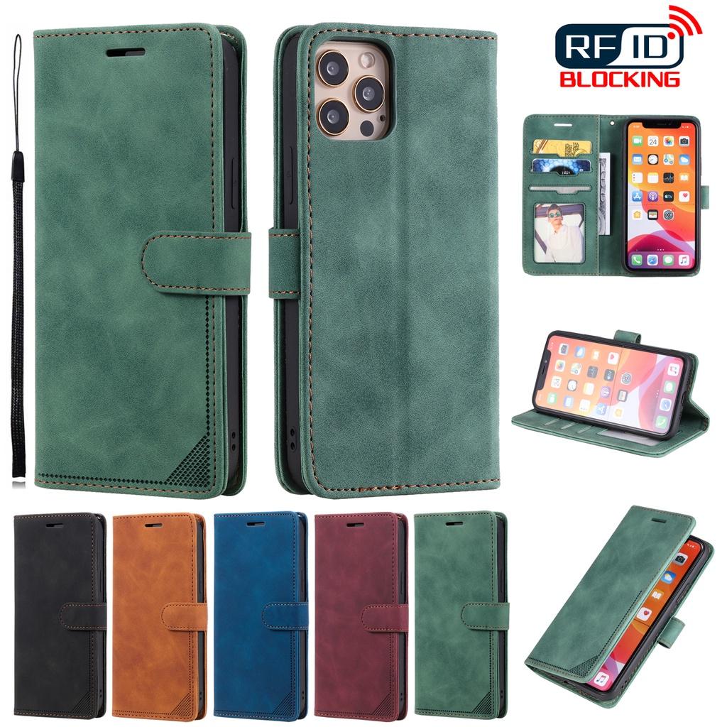 Bao da điện thoại da PU ngăn thẻ màu trơn cho iPhone 11 Pro Max 12 Mini 12 Pro Max 13 Mini 13 Pro Max
